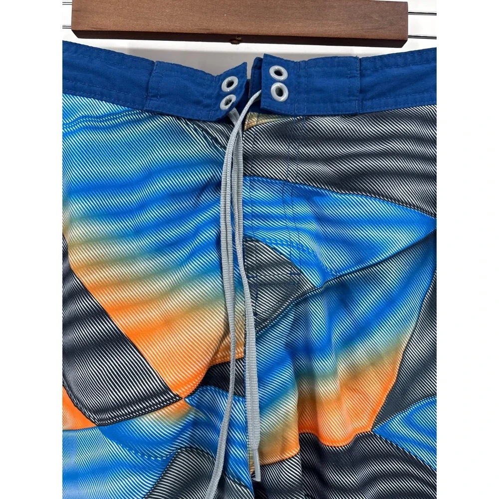 Nike Swim Board Shorts Mens Multicolor Geometric Drawstring Surfing Beach L